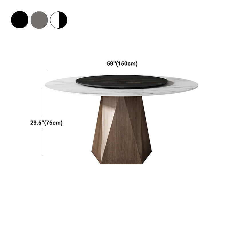 Stone Top Dining Table Contemporary Dining Table with Brown Pedestal Base Clearhalo ' dining_table' 'Dining Tables & Seating' 'Dining Tables' 'furn' 'furn_dining_table' 'Furniture' 'furniture_dining_table' 'Kitchen & Dining Furniture' 'kitchen&dining_furn' 'kitchen' 'kitchen_dining_table' 4612760