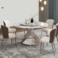 Stone Top Dining Table Round Contemporary Table with Pedestal Base without Turntable White-Gold 47.2"L x 47.2"W x 29.5"H Without Chairs Clearhalo ' dining_table' 'Dining Tables & Seating' 'Dining Tables' 'furn' 'furn_dining_table' 'Furniture' 'furniture_dining_table' 'Kitchen & Dining Furniture' 'kitchen&dining_furn' 'kitchen' 'kitchen_dining_table' 4612762