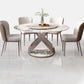Stone Top Dining Table Round Contemporary Table with Pedestal Base without Turntable White-Gold 59.1"L x 59.1"W x 29.5"H Without Chairs Clearhalo ' dining_table' 'Dining Tables & Seating' 'Dining Tables' 'furn' 'furn_dining_table' 'Furniture' 'furniture_dining_table' 'Kitchen & Dining Furniture' 'kitchen&dining_furn' 'kitchen' 'kitchen_dining_table' 4612763
