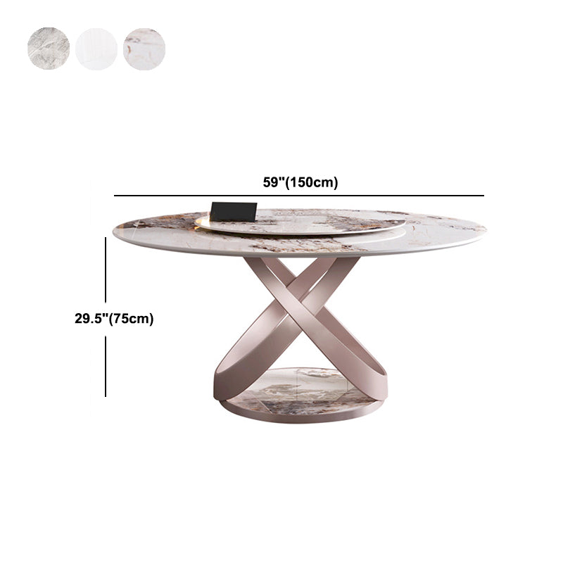 Stone Top Dining Table Round Contemporary Table with Pedestal Base without Turntable Clearhalo ' dining_table' 'Dining Tables & Seating' 'Dining Tables' 'furn' 'furn_dining_table' 'Furniture' 'furniture_dining_table' 'Kitchen & Dining Furniture' 'kitchen&dining_furn' 'kitchen' 'kitchen_dining_table' 4612778