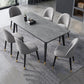 Glam Rectangle Stone Dining Table Matte Finish Table with 4 Legs Gray 63"L x 31.5"W x 29.5"H Without Chairs Clearhalo ' dining_table' 'Dining Tables & Seating' 'Dining Tables' 'furn' 'furn_dining_table' 'Furniture' 'furniture_dining_table' 'Kitchen & Dining Furniture' 'kitchen&dining_furn' 'kitchen' 'kitchen_dining_table' 4612779