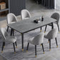 Glam Rectangle Stone Dining Table Matte Finish Table with 4 Legs Gray 70.9"L x 35.4"W x 29.5"H Without Chairs Clearhalo ' dining_table' 'Dining Tables & Seating' 'Dining Tables' 'furn' 'furn_dining_table' 'Furniture' 'furniture_dining_table' 'Kitchen & Dining Furniture' 'kitchen&dining_furn' 'kitchen' 'kitchen_dining_table' 4612780