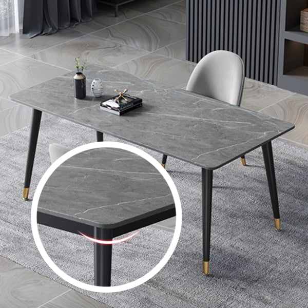 Glam Rectangle Stone Dining Table Matte Finish Table with 4 Legs Clearhalo ' dining_table' 'Dining Tables & Seating' 'Dining Tables' 'furn' 'furn_dining_table' 'Furniture' 'furniture_dining_table' 'Kitchen & Dining Furniture' 'kitchen&dining_furn' 'kitchen' 'kitchen_dining_table' 4612784