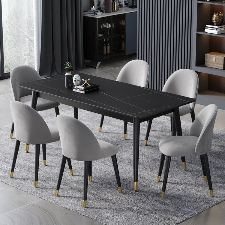 Glam Rectangle Stone Dining Table Matte Finish Table with 4 Legs Clearhalo ' dining_table' 'Dining Tables & Seating' 'Dining Tables' 'furn' 'furn_dining_table' 'Furniture' 'furniture_dining_table' 'Kitchen & Dining Furniture' 'kitchen&dining_furn' 'kitchen' 'kitchen_dining_table' 4612790