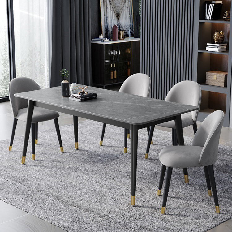 Glam Rectangle Stone Dining Table Matte Finish Table with 4 Legs Clearhalo ' dining_table' 'Dining Tables & Seating' 'Dining Tables' 'furn' 'furn_dining_table' 'Furniture' 'furniture_dining_table' 'Kitchen & Dining Furniture' 'kitchen&dining_furn' 'kitchen' 'kitchen_dining_table' 4612791