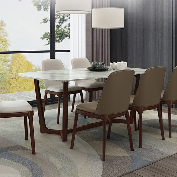 Contemporary Stone Rectangle Dining Table Matte Finish Sled Base Table Clearhalo ' dining_table' 'Dining Tables & Seating' 'Dining Tables' 'furn' 'furn_dining_table' 'Furniture' 'furniture_dining_table' 'Kitchen & Dining Furniture' 'kitchen&dining_furn' 'kitchen' 'kitchen_dining_table' 4612805