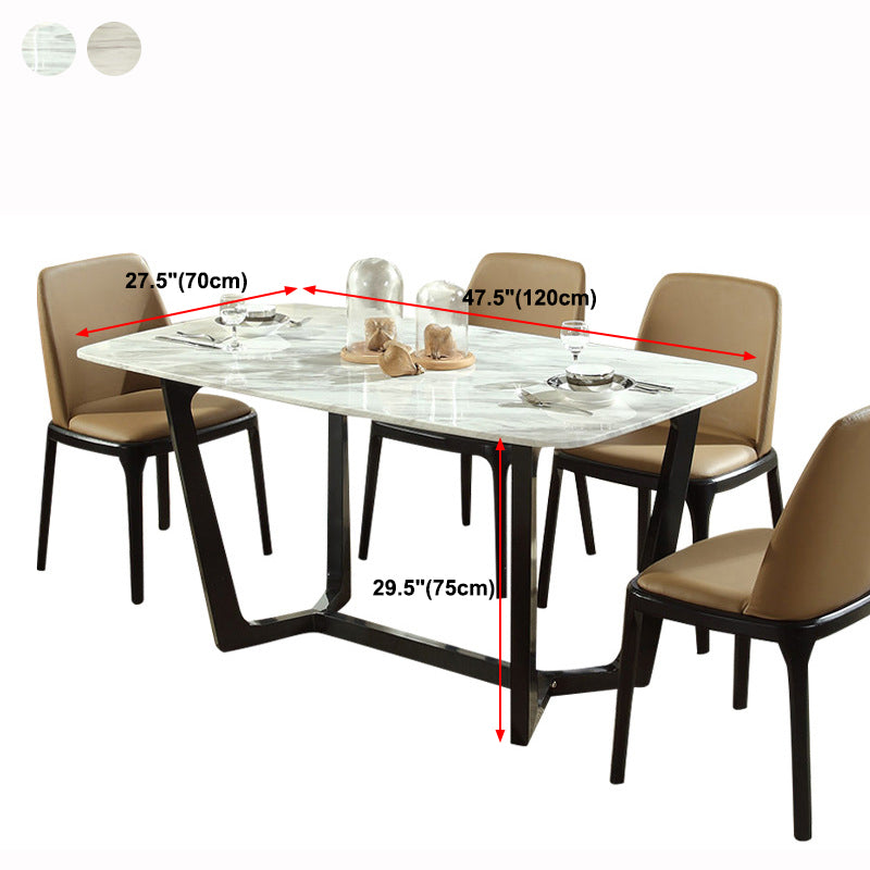 Contemporary Stone Rectangle Dining Table Matte Finish Sled Base Table Clearhalo ' dining_table' 'Dining Tables & Seating' 'Dining Tables' 'furn' 'furn_dining_table' 'Furniture' 'furniture_dining_table' 'Kitchen & Dining Furniture' 'kitchen&dining_furn' 'kitchen' 'kitchen_dining_table' 4612807