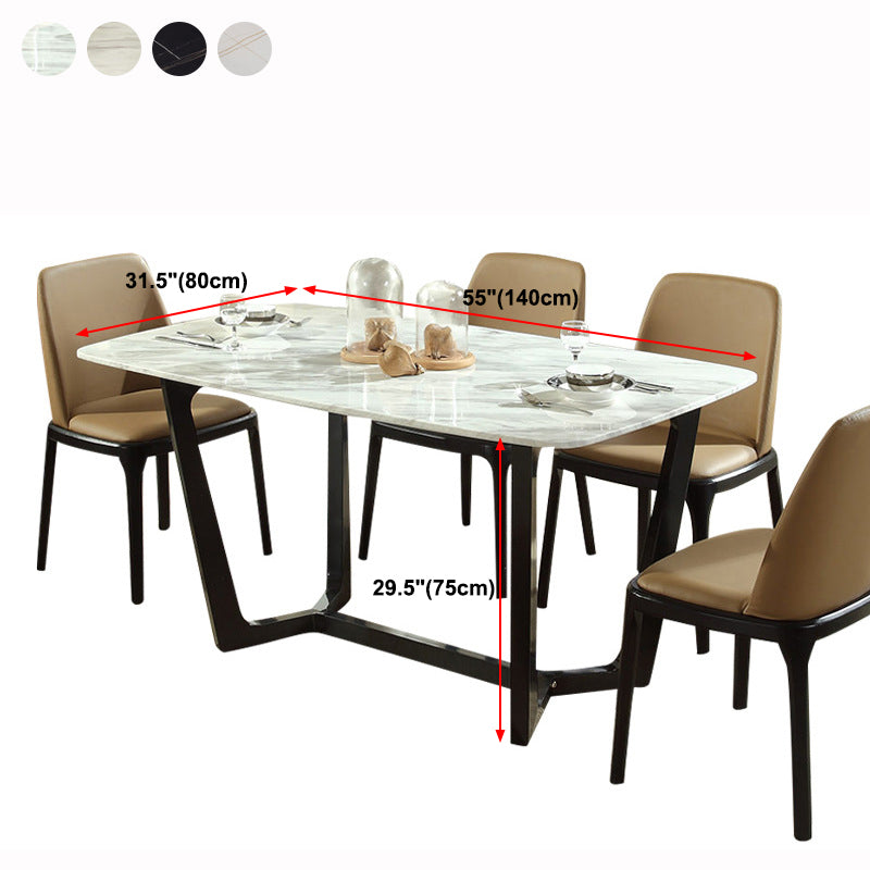 Contemporary Stone Rectangle Dining Table Matte Finish Sled Base Table Clearhalo ' dining_table' 'Dining Tables & Seating' 'Dining Tables' 'furn' 'furn_dining_table' 'Furniture' 'furniture_dining_table' 'Kitchen & Dining Furniture' 'kitchen&dining_furn' 'kitchen' 'kitchen_dining_table' 4612809