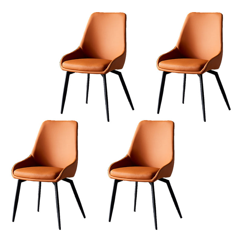 Industrial Arm Solid Back Dining Side Chair Leather Dining Side Chair Orange 4 Piece Set Clearhalo ' kitchen&dining_furn' 'Dining Chairs' 'Dining Tables & Seating' 'dining_chair' 'furn' 'furn_dining_chair' 'Furniture' 'furniture_dining_chair' 'Kitchen & Dining Furniture' 'kitchen' 4612818