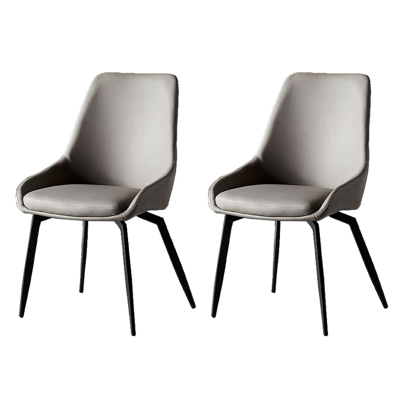 Industrial Arm Solid Back Dining Side Chair Leather Dining Side Chair Grey 2 Piece Set Clearhalo ' kitchen&dining_furn' 'Dining Chairs' 'Dining Tables & Seating' 'dining_chair' 'furn' 'furn_dining_chair' 'Furniture' 'furniture_dining_chair' 'Kitchen & Dining Furniture' 'kitchen' 4612821