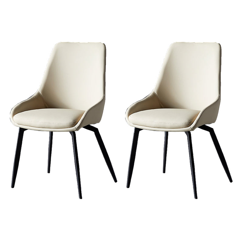 Industrial Arm Solid Back Dining Side Chair Leather Dining Side Chair White 2 Piece Set Clearhalo ' kitchen&dining_furn' 'Dining Chairs' 'Dining Tables & Seating' 'dining_chair' 'furn' 'furn_dining_chair' 'Furniture' 'furniture_dining_chair' 'Kitchen & Dining Furniture' 'kitchen' 4612827