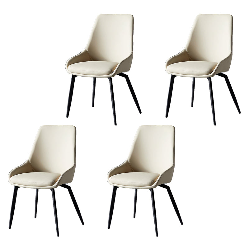 Industrial Arm Solid Back Dining Side Chair Leather Dining Side Chair White 4 Piece Set Clearhalo ' kitchen&dining_furn' 'Dining Chairs' 'Dining Tables & Seating' 'dining_chair' 'furn' 'furn_dining_chair' 'Furniture' 'furniture_dining_chair' 'Kitchen & Dining Furniture' 'kitchen' 4612829