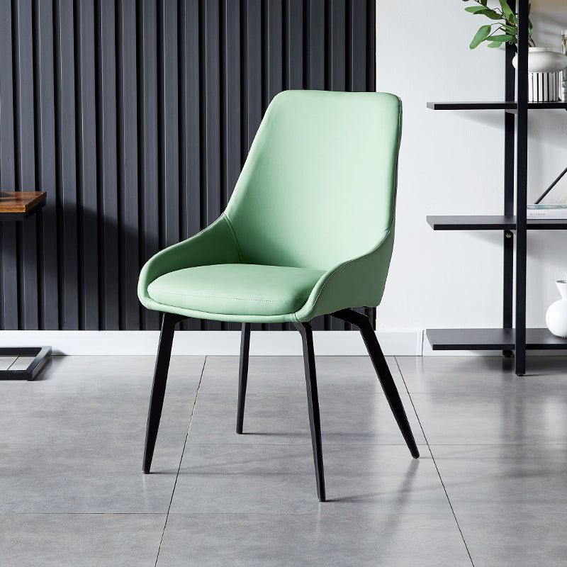 Industrial Arm Solid Back Dining Side Chair Leather Dining Side Chair Green 1 Piece Clearhalo ' kitchen&dining_furn' 'Dining Chairs' 'Dining Tables & Seating' 'dining_chair' 'furn' 'furn_dining_chair' 'Furniture' 'furniture_dining_chair' 'Kitchen & Dining Furniture' 'kitchen' 4612831