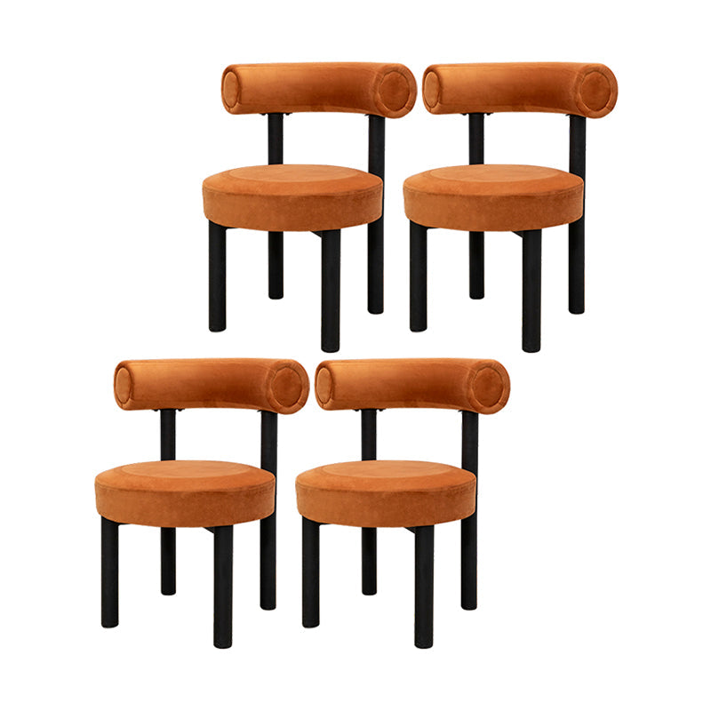 Contemporary Velvet Dining Chair Metal Dining Armless Chair for Restaurant Use Orange 4 Piece Set Clearhalo ' kitchen&dining_furn' 'Dining Chairs' 'Dining Tables & Seating' 'dining_chair' 'furn' 'furn_dining_chair' 'Furniture' 'furniture_dining_chair' 'Kitchen & Dining Furniture' 'kitchen' 4612851