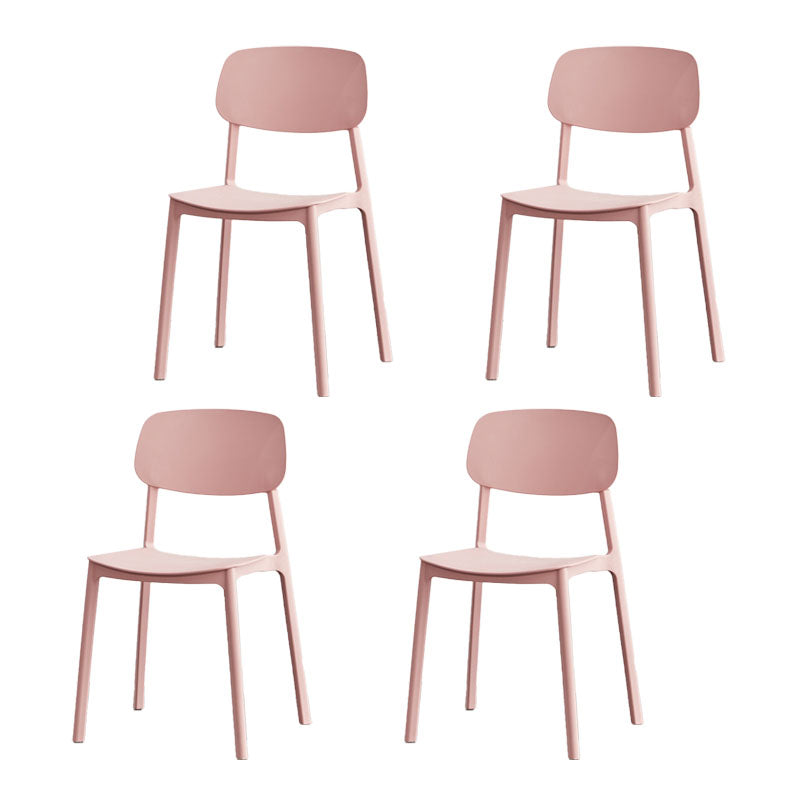 Modern Plastic Home Side Chair Open Back Matte Finish Dining Chair Pink 4 Piece Set Clearhalo ' kitchen&dining_furn' 'Dining Chairs' 'Dining Tables & Seating' 'dining_chair' 'furn' 'furn_dining_chair' 'Furniture' 'furniture_dining_chair' 'Kitchen & Dining Furniture' 'kitchen' 4612892