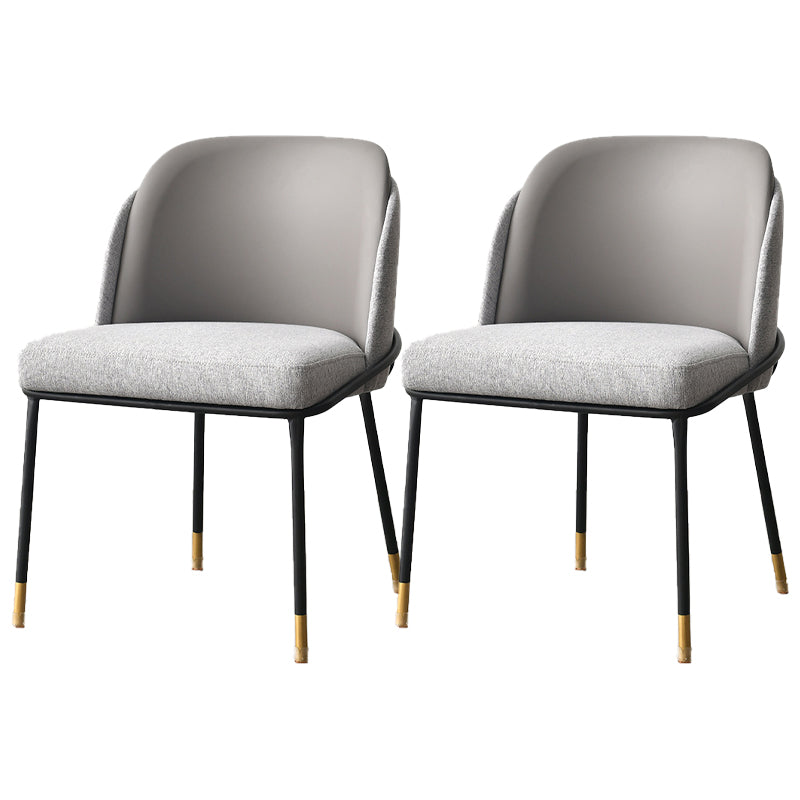 Glam Fabric Armless Dining Chairs Metal Dining Chair for Home Use Grey 2 Piece Set Clearhalo ' kitchen&dining_furn' 'Dining Chairs' 'Dining Tables & Seating' 'dining_chair' 'furn' 'furn_dining_chair' 'Furniture' 'furniture_dining_chair' 'Kitchen & Dining Furniture' 'kitchen' 4612964