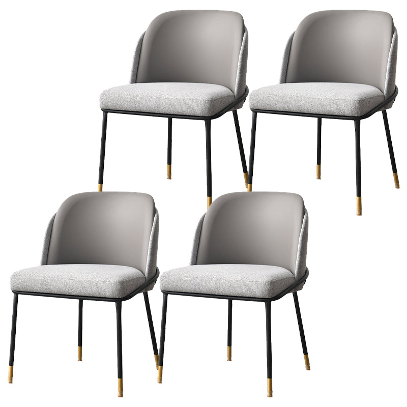 Glam Fabric Armless Dining Chairs Metal Dining Chair for Home Use Grey 4 Piece Set Clearhalo ' kitchen&dining_furn' 'Dining Chairs' 'Dining Tables & Seating' 'dining_chair' 'furn' 'furn_dining_chair' 'Furniture' 'furniture_dining_chair' 'Kitchen & Dining Furniture' 'kitchen' 4612967