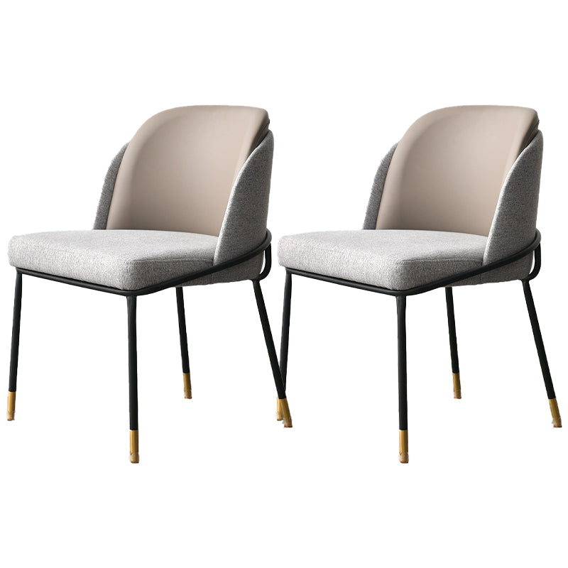 Glam Fabric Armless Dining Chairs Metal Dining Chair for Home Use Khaki 2 Piece Set Clearhalo ' kitchen&dining_furn' 'Dining Chairs' 'Dining Tables & Seating' 'dining_chair' 'furn' 'furn_dining_chair' 'Furniture' 'furniture_dining_chair' 'Kitchen & Dining Furniture' 'kitchen' 4612970