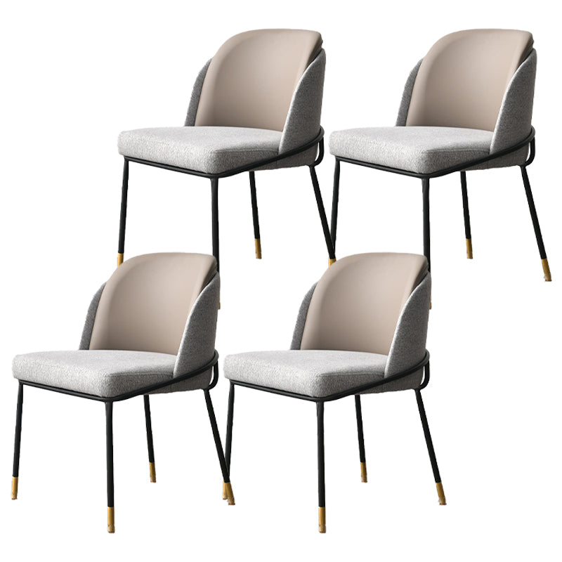 Glam Fabric Armless Dining Chairs Metal Dining Chair for Home Use Khaki 4 Piece Set Clearhalo ' kitchen&dining_furn' 'Dining Chairs' 'Dining Tables & Seating' 'dining_chair' 'furn' 'furn_dining_chair' 'Furniture' 'furniture_dining_chair' 'Kitchen & Dining Furniture' 'kitchen' 4612973