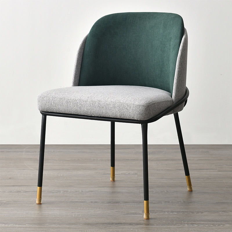 Glam Fabric Armless Dining Chairs Metal Dining Chair for Home Use Blackish Green 1 Piece Clearhalo ' kitchen&dining_furn' 'Dining Chairs' 'Dining Tables & Seating' 'dining_chair' 'furn' 'furn_dining_chair' 'Furniture' 'furniture_dining_chair' 'Kitchen & Dining Furniture' 'kitchen' 4612986