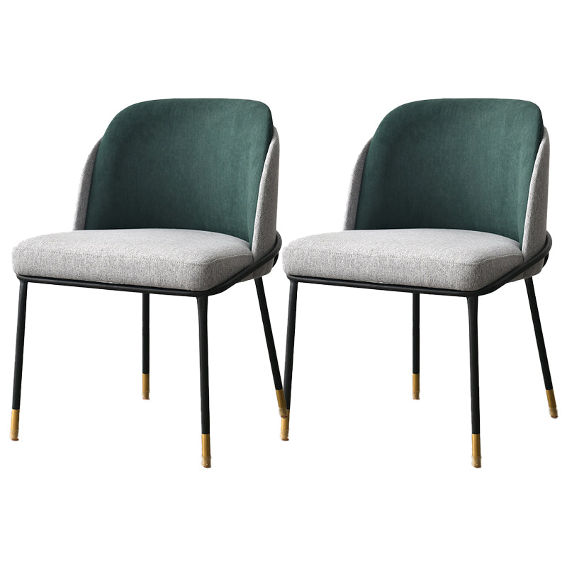Glam Fabric Armless Dining Chairs Metal Dining Chair for Home Use Blackish Green 2 Piece Set Clearhalo ' kitchen&dining_furn' 'Dining Chairs' 'Dining Tables & Seating' 'dining_chair' 'furn' 'furn_dining_chair' 'Furniture' 'furniture_dining_chair' 'Kitchen & Dining Furniture' 'kitchen' 4612987
