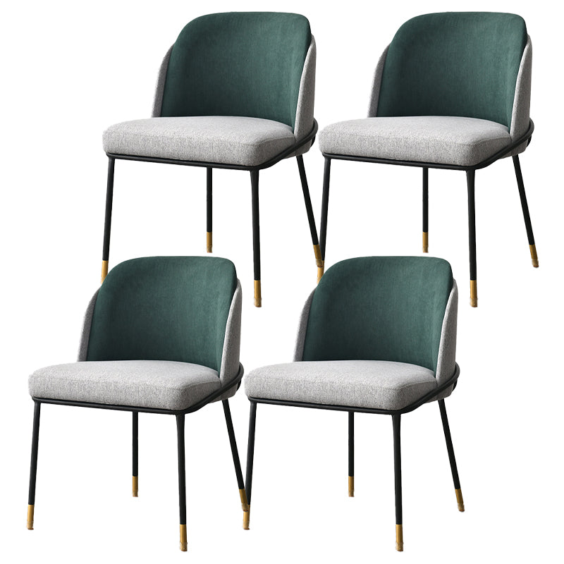 Glam Fabric Armless Dining Chairs Metal Dining Chair for Home Use Blackish Green 4 Piece Set Clearhalo ' kitchen&dining_furn' 'Dining Chairs' 'Dining Tables & Seating' 'dining_chair' 'furn' 'furn_dining_chair' 'Furniture' 'furniture_dining_chair' 'Kitchen & Dining Furniture' 'kitchen' 4612988