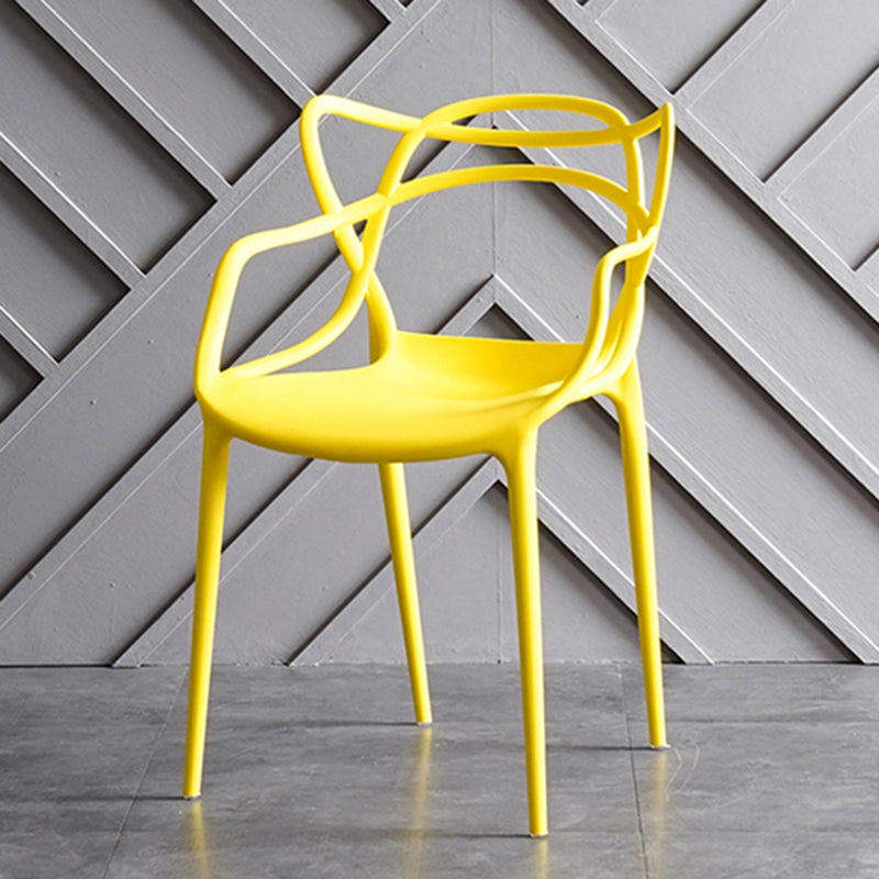 Contemporary Chairs Dining Arm Open Back Side Chairs with Plastic Legs for Kitchen Yellow 1 Piece Clearhalo ' kitchen&dining_furn' 'Dining Chairs' 'Dining Tables & Seating' 'dining_chair' 'furn' 'furn_dining_chair' 'Furniture' 'furniture_dining_chair' 'Kitchen & Dining Furniture' 'kitchen' 4612991