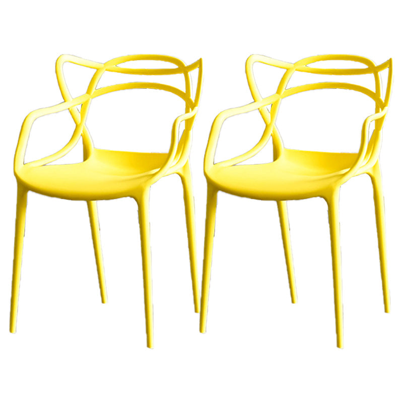 Contemporary Chairs Dining Arm Open Back Side Chairs with Plastic Legs for Kitchen Yellow 2 Piece Set Clearhalo ' kitchen&dining_furn' 'Dining Chairs' 'Dining Tables & Seating' 'dining_chair' 'furn' 'furn_dining_chair' 'Furniture' 'furniture_dining_chair' 'Kitchen & Dining Furniture' 'kitchen' 4612993