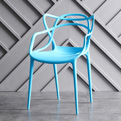 Contemporary Chairs Dining Arm Open Back Side Chairs with Plastic Legs for Kitchen Blue 1 Piece Clearhalo ' kitchen&dining_furn' 'Dining Chairs' 'Dining Tables & Seating' 'dining_chair' 'furn' 'furn_dining_chair' 'Furniture' 'furniture_dining_chair' 'Kitchen & Dining Furniture' 'kitchen' 4612996