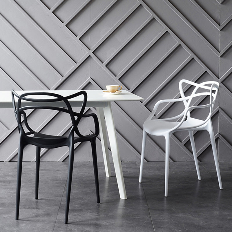 Contemporary Chairs Dining Arm Open Back Side Chairs with Plastic Legs for Kitchen Clearhalo ' kitchen&dining_furn' 'Dining Chairs' 'Dining Tables & Seating' 'dining_chair' 'furn' 'furn_dining_chair' 'Furniture' 'furniture_dining_chair' 'Kitchen & Dining Furniture' 'kitchen' 4612997