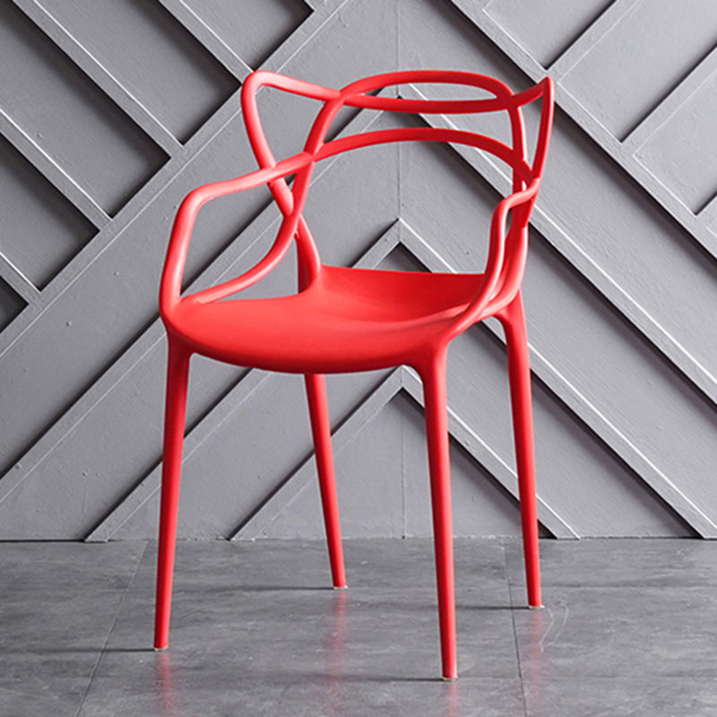 Contemporary Chairs Dining Arm Open Back Side Chairs with Plastic Legs for Kitchen Red 1 Piece Clearhalo ' kitchen&dining_furn' 'Dining Chairs' 'Dining Tables & Seating' 'dining_chair' 'furn' 'furn_dining_chair' 'Furniture' 'furniture_dining_chair' 'Kitchen & Dining Furniture' 'kitchen' 4613003