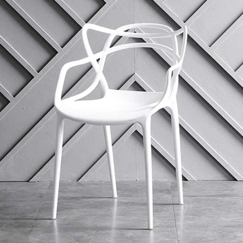 Contemporary Chairs Dining Arm Open Back Side Chairs with Plastic Legs for Kitchen White 1 Piece Clearhalo ' kitchen&dining_furn' 'Dining Chairs' 'Dining Tables & Seating' 'dining_chair' 'furn' 'furn_dining_chair' 'Furniture' 'furniture_dining_chair' 'Kitchen & Dining Furniture' 'kitchen' 4613008