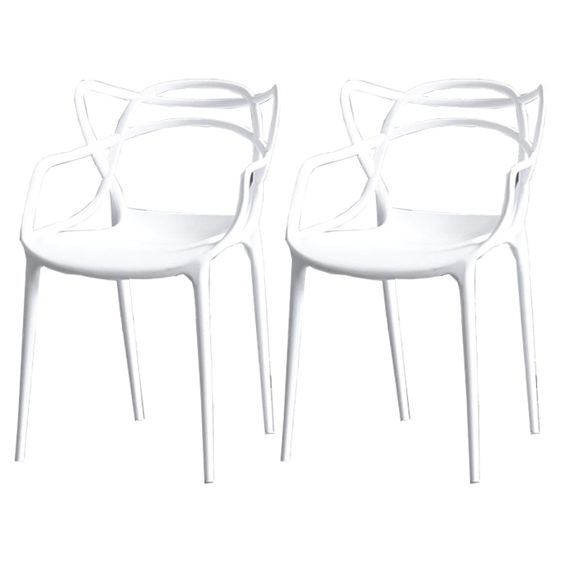 Contemporary Chairs Dining Arm Open Back Side Chairs with Plastic Legs for Kitchen White 2 Piece Set Clearhalo ' kitchen&dining_furn' 'Dining Chairs' 'Dining Tables & Seating' 'dining_chair' 'furn' 'furn_dining_chair' 'Furniture' 'furniture_dining_chair' 'Kitchen & Dining Furniture' 'kitchen' 4613010