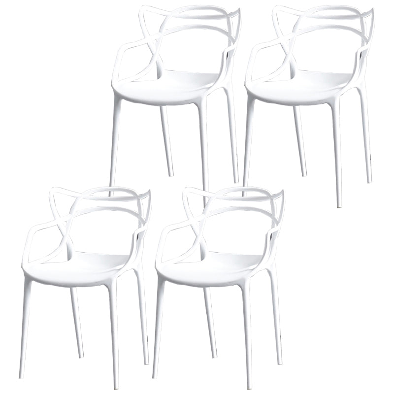 Contemporary Chairs Dining Arm Open Back Side Chairs with Plastic Legs for Kitchen White 4 Piece Set Clearhalo ' kitchen&dining_furn' 'Dining Chairs' 'Dining Tables & Seating' 'dining_chair' 'furn' 'furn_dining_chair' 'Furniture' 'furniture_dining_chair' 'Kitchen & Dining Furniture' 'kitchen' 4613011