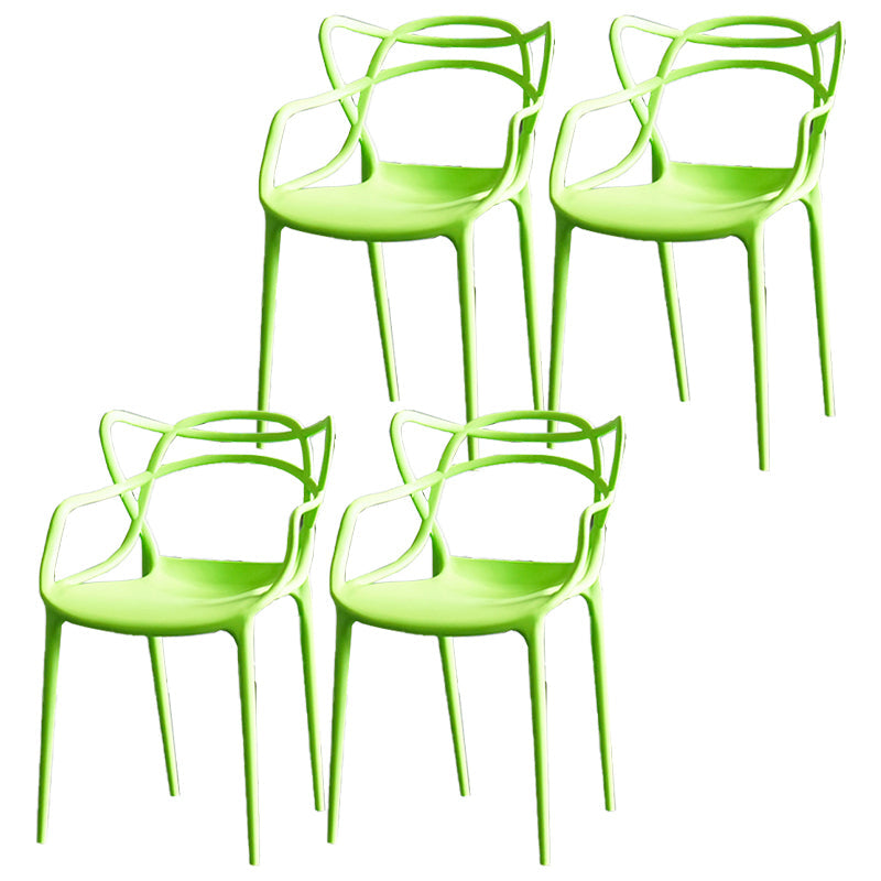 Contemporary Chairs Dining Arm Open Back Side Chairs with Plastic Legs for Kitchen Green 4 Piece Set Clearhalo ' kitchen&dining_furn' 'Dining Chairs' 'Dining Tables & Seating' 'dining_chair' 'furn' 'furn_dining_chair' 'Furniture' 'furniture_dining_chair' 'Kitchen & Dining Furniture' 'kitchen' 4613014