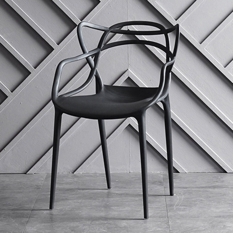 Contemporary Chairs Dining Arm Open Back Side Chairs with Plastic Legs for Kitchen Black 1 Piece Clearhalo ' kitchen&dining_furn' 'Dining Chairs' 'Dining Tables & Seating' 'dining_chair' 'furn' 'furn_dining_chair' 'Furniture' 'furniture_dining_chair' 'Kitchen & Dining Furniture' 'kitchen' 4613015