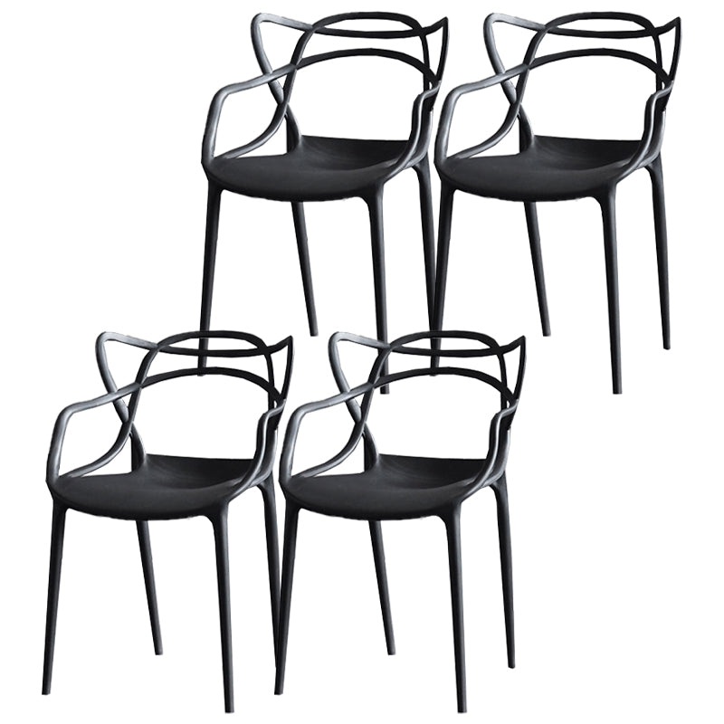 Contemporary Chairs Dining Arm Open Back Side Chairs with Plastic Legs for Kitchen Black 4 Piece Set Clearhalo ' kitchen&dining_furn' 'Dining Chairs' 'Dining Tables & Seating' 'dining_chair' 'furn' 'furn_dining_chair' 'Furniture' 'furniture_dining_chair' 'Kitchen & Dining Furniture' 'kitchen' 4613017