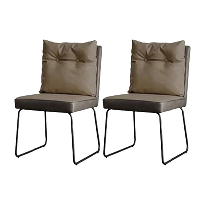 Modern Leather Living Room Side Chair Solid Back Matte Finish Dining Chair Gray-Khaki 2 Piece Set Clearhalo ' kitchen&dining_furn' 'Dining Chairs' 'Dining Tables & Seating' 'dining_chair' 'furn' 'furn_dining_chair' 'Furniture' 'furniture_dining_chair' 'Kitchen & Dining Furniture' 'kitchen' 4613021