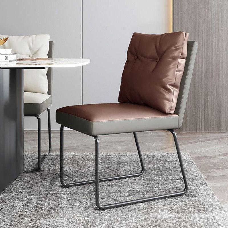 Modern Leather Living Room Side Chair Solid Back Matte Finish Dining Chair Clearhalo ' kitchen&dining_furn' 'Dining Chairs' 'Dining Tables & Seating' 'dining_chair' 'furn' 'furn_dining_chair' 'Furniture' 'furniture_dining_chair' 'Kitchen & Dining Furniture' 'kitchen' 4613022