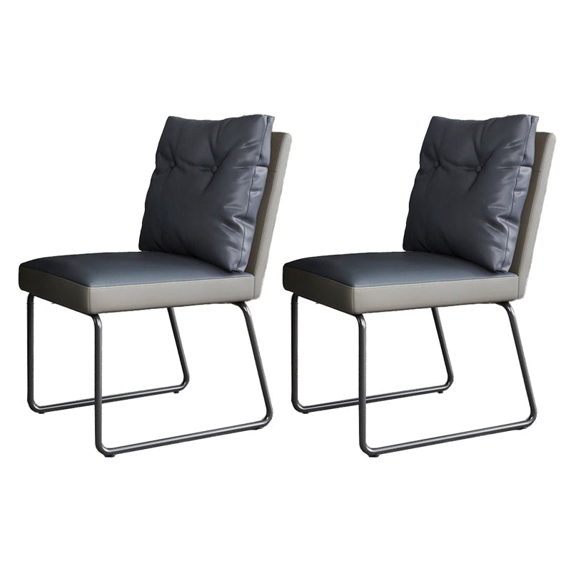 Modern Leather Living Room Side Chair Solid Back Matte Finish Dining Chair Gray-Blue 2 Piece Set Clearhalo ' kitchen&dining_furn' 'Dining Chairs' 'Dining Tables & Seating' 'dining_chair' 'furn' 'furn_dining_chair' 'Furniture' 'furniture_dining_chair' 'Kitchen & Dining Furniture' 'kitchen' 4613023