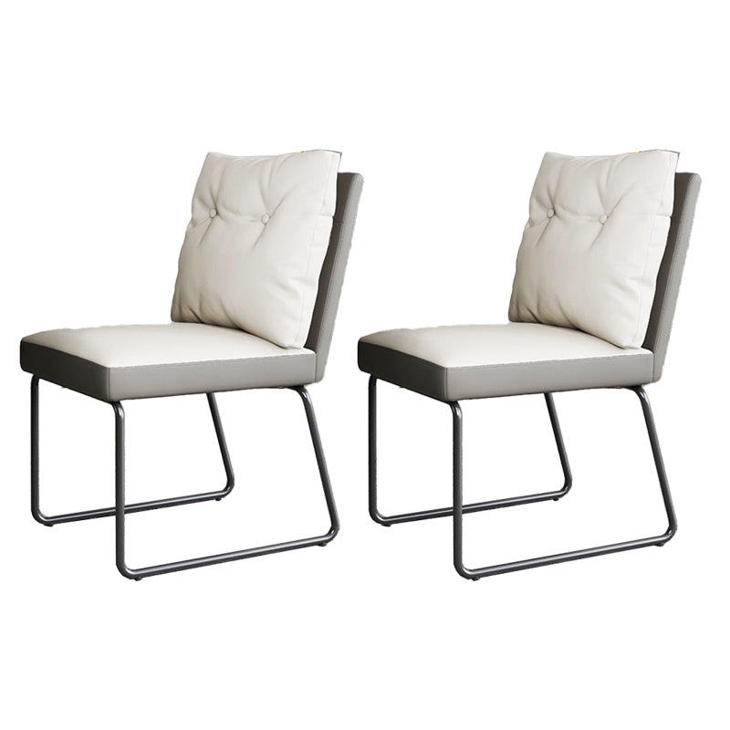 Modern Leather Living Room Side Chair Solid Back Matte Finish Dining Chair White-Gray 2 Piece Set Clearhalo ' kitchen&dining_furn' 'Dining Chairs' 'Dining Tables & Seating' 'dining_chair' 'furn' 'furn_dining_chair' 'Furniture' 'furniture_dining_chair' 'Kitchen & Dining Furniture' 'kitchen' 4613025