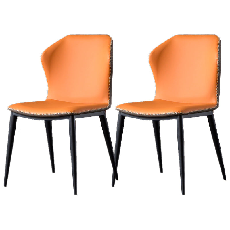 Industrial Style Faux Leather Dining Chairs Wingback Side Chair Orange 2 Piece Set Clearhalo ' kitchen&dining_furn' 'Dining Chairs' 'Dining Tables & Seating' 'dining_chair' 'furn' 'furn_dining_chair' 'Furniture' 'furniture_dining_chair' 'Kitchen & Dining Furniture' 'kitchen' 4613039