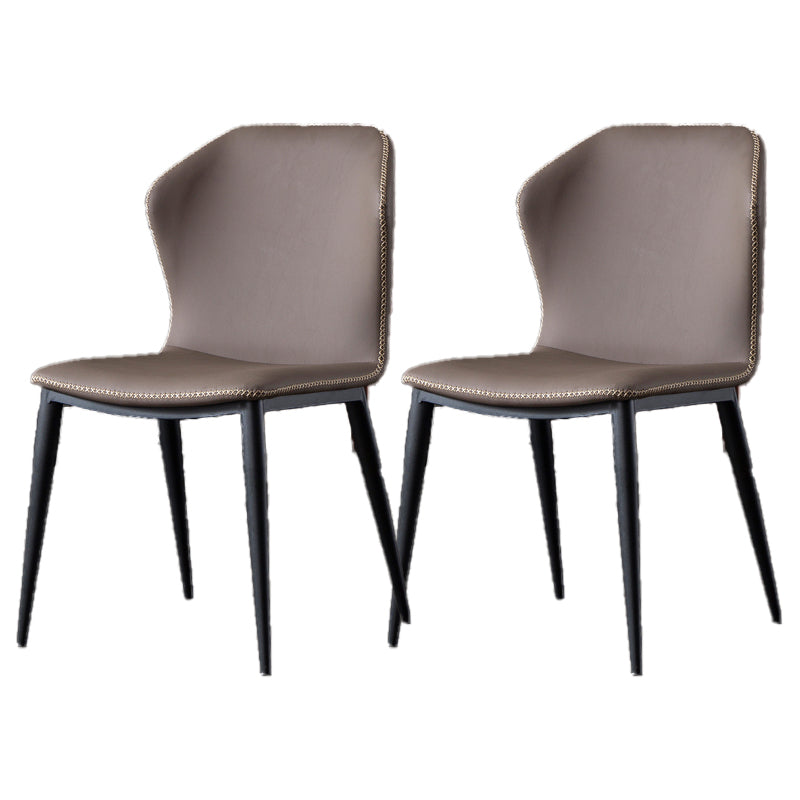 Industrial Style Faux Leather Dining Chairs Wingback Side Chair Grey 2 Piece Set Clearhalo ' kitchen&dining_furn' 'Dining Chairs' 'Dining Tables & Seating' 'dining_chair' 'furn' 'furn_dining_chair' 'Furniture' 'furniture_dining_chair' 'Kitchen & Dining Furniture' 'kitchen' 4613045