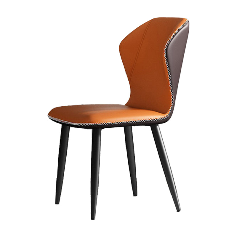 Industrial Wingback Armless Dining Chair Faux Leather Dining Chairs for Home Use Orange 1 Piece Clearhalo ' kitchen&dining_furn' 'Dining Chairs' 'Dining Tables & Seating' 'dining_chair' 'furn' 'furn_dining_chair' 'Furniture' 'furniture_dining_chair' 'Kitchen & Dining Furniture' 'kitchen' 4613056