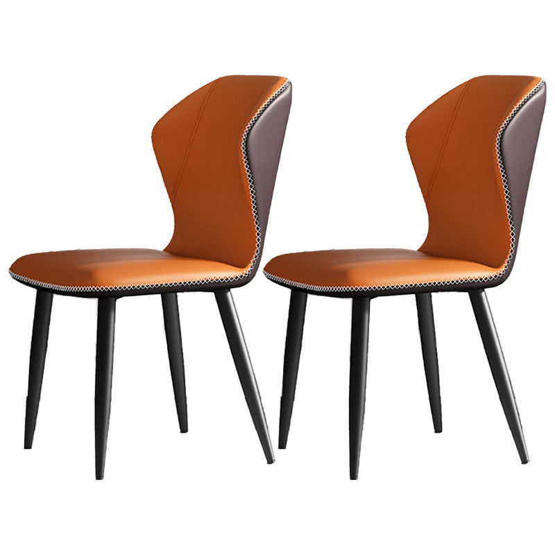 Industrial Wingback Armless Dining Chair Faux Leather Dining Chairs for Home Use Orange 2 Piece Set Clearhalo ' kitchen&dining_furn' 'Dining Chairs' 'Dining Tables & Seating' 'dining_chair' 'furn' 'furn_dining_chair' 'Furniture' 'furniture_dining_chair' 'Kitchen & Dining Furniture' 'kitchen' 4613057