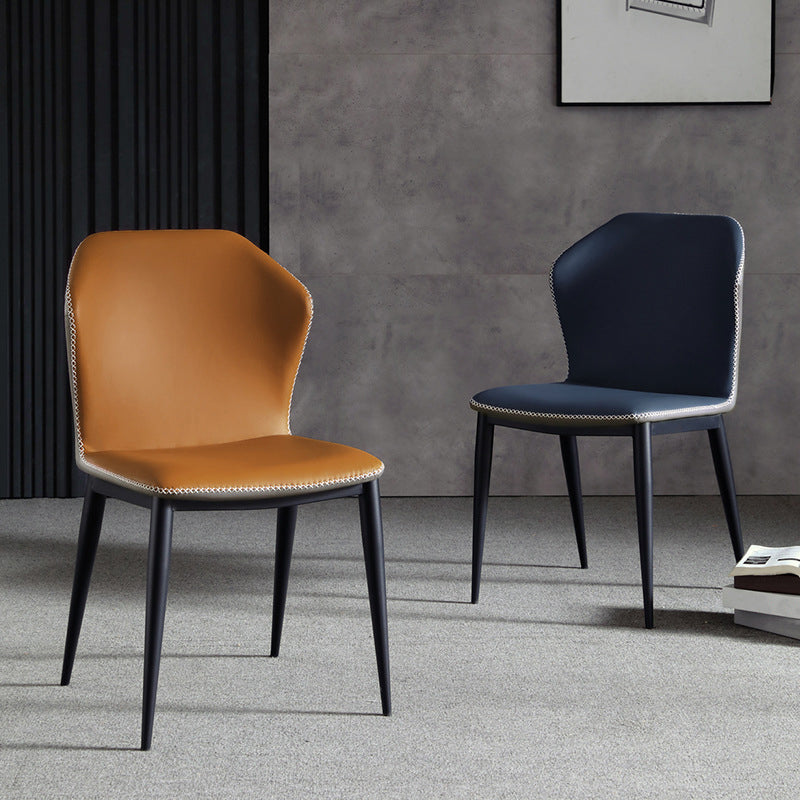 Industrial Wingback Armless Dining Chair Faux Leather Dining Chairs for Home Use Clearhalo ' kitchen&dining_furn' 'Dining Chairs' 'Dining Tables & Seating' 'dining_chair' 'furn' 'furn_dining_chair' 'Furniture' 'furniture_dining_chair' 'Kitchen & Dining Furniture' 'kitchen' 4613058