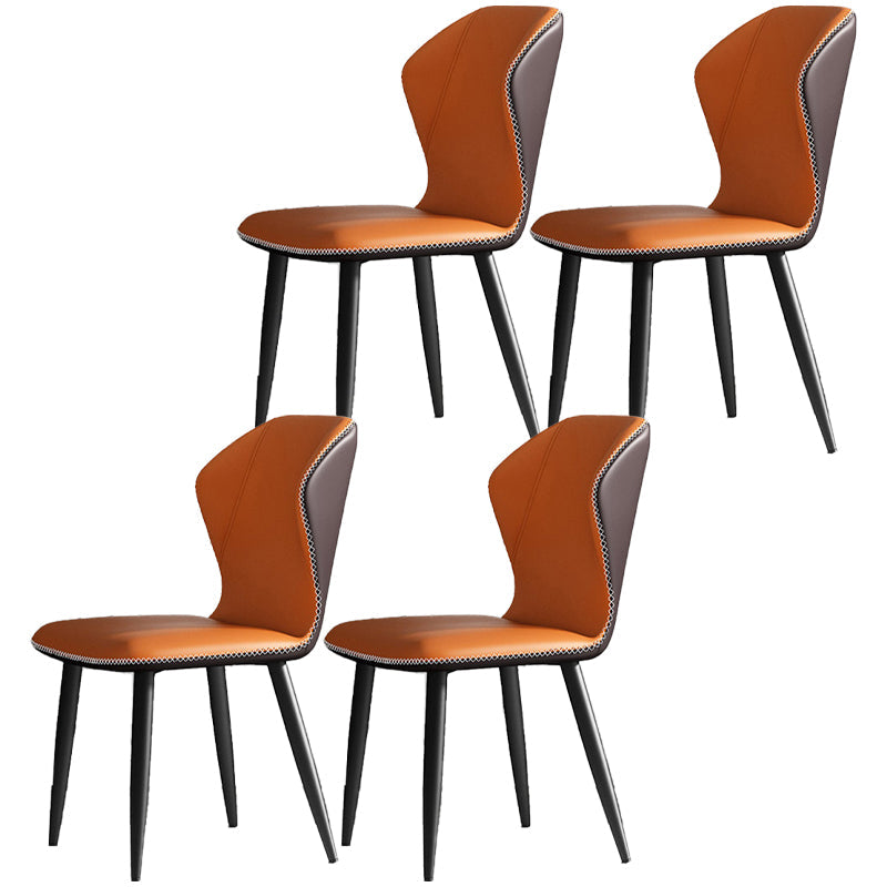 Industrial Wingback Armless Dining Chair Faux Leather Dining Chairs for Home Use Orange 4 Piece Set Clearhalo ' kitchen&dining_furn' 'Dining Chairs' 'Dining Tables & Seating' 'dining_chair' 'furn' 'furn_dining_chair' 'Furniture' 'furniture_dining_chair' 'Kitchen & Dining Furniture' 'kitchen' 4613060