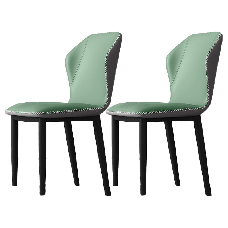 Industrial Wingback Armless Dining Chair Faux Leather Dining Chairs for Home Use Gray-Green 2 Piece Set Clearhalo ' kitchen&dining_furn' 'Dining Chairs' 'Dining Tables & Seating' 'dining_chair' 'furn' 'furn_dining_chair' 'Furniture' 'furniture_dining_chair' 'Kitchen & Dining Furniture' 'kitchen' 4613064