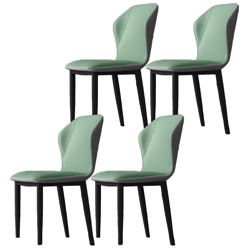 Industrial Wingback Armless Dining Chair Faux Leather Dining Chairs for Home Use Gray-Green 4 Piece Set Clearhalo ' kitchen&dining_furn' 'Dining Chairs' 'Dining Tables & Seating' 'dining_chair' 'furn' 'furn_dining_chair' 'Furniture' 'furniture_dining_chair' 'Kitchen & Dining Furniture' 'kitchen' 4613065