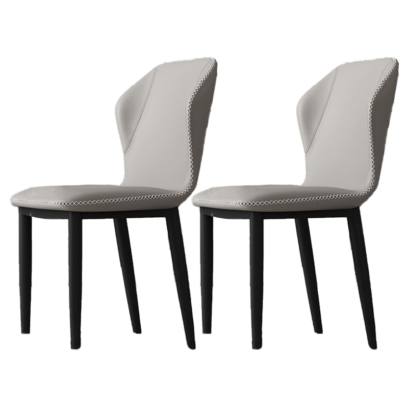 Industrial Wingback Armless Dining Chair Faux Leather Dining Chairs for Home Use Light Gray 2 Piece Set Clearhalo ' kitchen&dining_furn' 'Dining Chairs' 'Dining Tables & Seating' 'dining_chair' 'furn' 'furn_dining_chair' 'Furniture' 'furniture_dining_chair' 'Kitchen & Dining Furniture' 'kitchen' 4613070